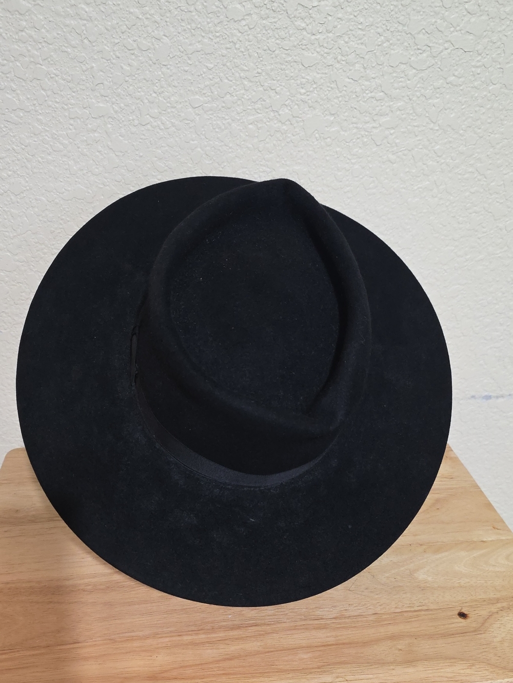 Churchill Black Wool Felt Wide Brim Rancher Style Fedora Hat Size 7 3/8